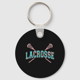 Porte-clés Sticks croisés de crosse florale LAX Girly Turquoi