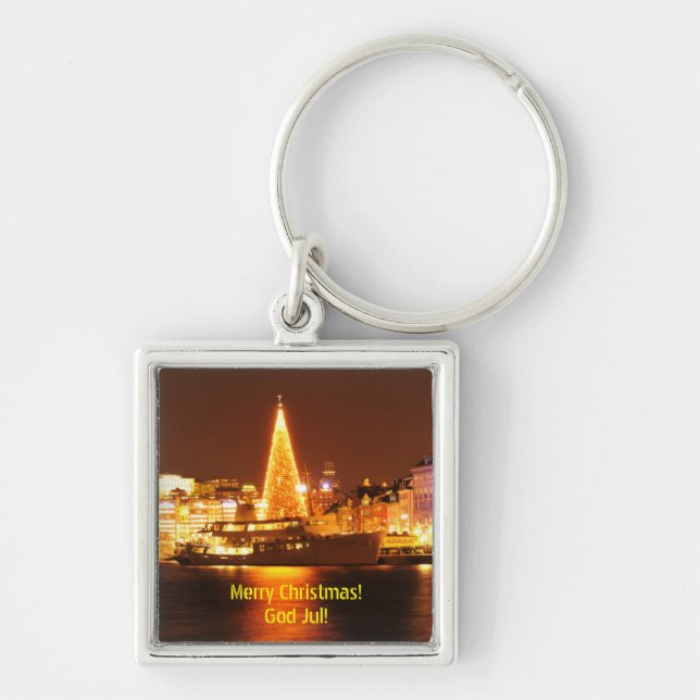 Porte-clés Stockholm, Suède à Noël la nuit (Devant)