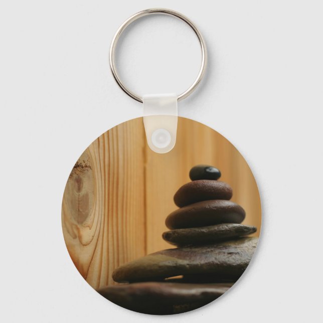 Porte-clés Stones de méditation de Cairn et bois (Recto)