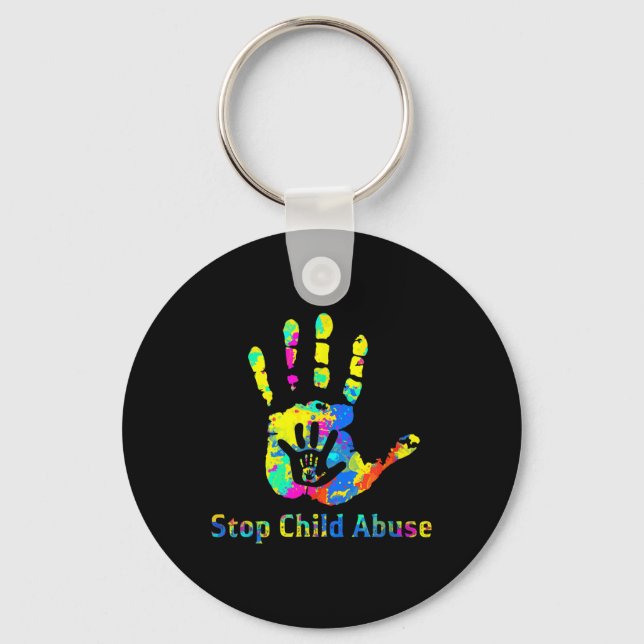 Porte-clés Stop Child Abuse Prevention Awareness Mois Bleu R (Recto)