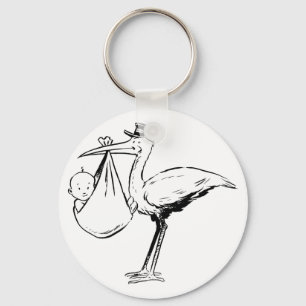Porte-clés Stork Holding A Baby Keychain