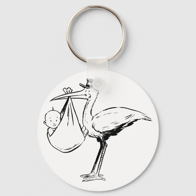Porte-clés Stork Holding A Baby Keychain (Recto)