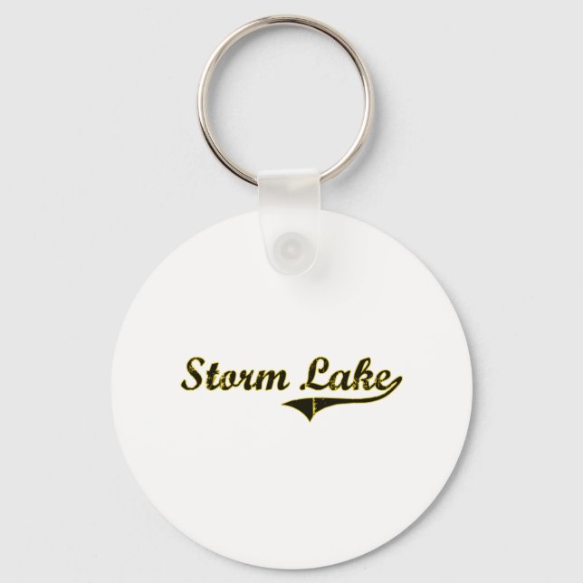Porte-clés Storm Lake Iowa Design classique (Recto)