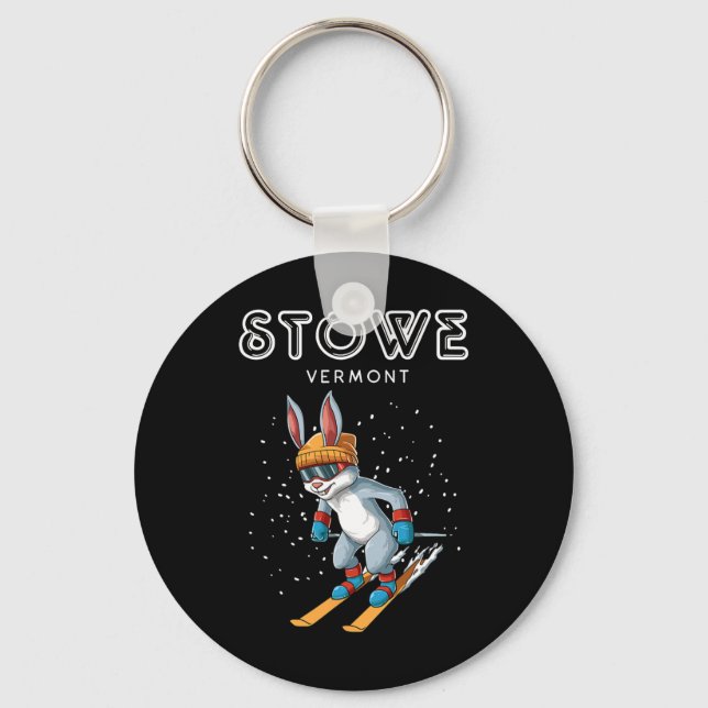 Porte-clés Stowe Vermont - Lapin de ski drôle  (Recto)