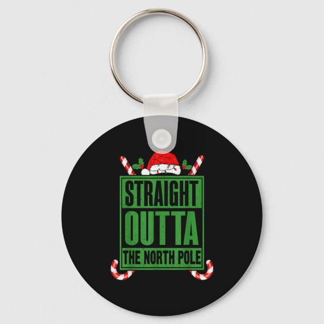 Porte-clés Straight Outta North Le Xmas Candy Cane Funny Paro (Recto)