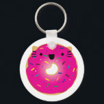 Porte-clés Strawberry Cat Donut Keychain<br><div class="desc">Keychain featuring Strawberry</div>