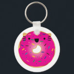 Porte-clés Strawberry Cat Donut Keychain<br><div class="desc">Keychain featuring Strawberry</div>