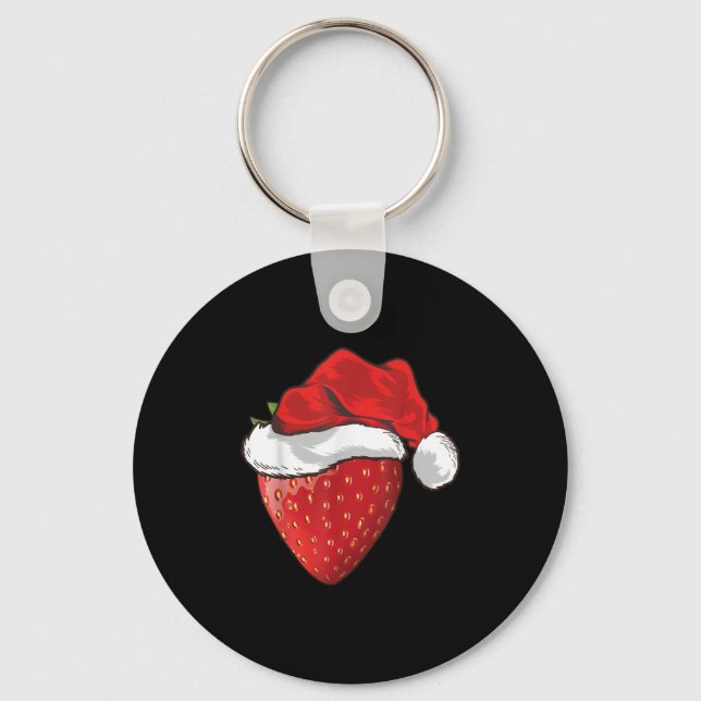 Porte-clés Strawberry Lover Gift Santa Hat Strawberry Christm (Recto)