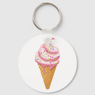 Porte-clés Strawberry sundae in waffle cone with topping