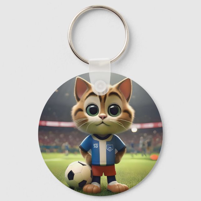 Porte-clés "Striker Purr-fect : Le Chat de Football 3D" (Recto)