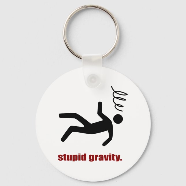 Porte-clés Stupid Gravity - Cascadeur Drôle Fou du Volant (Recto)