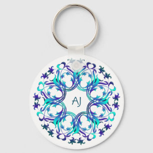 Porte-clés Style baroque Design floral Sticker rond classique