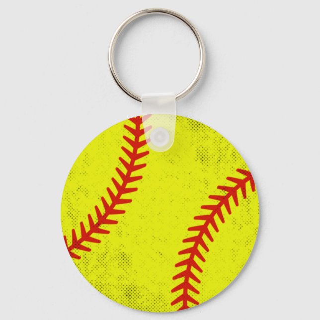 Porte-clés Style de jour de match de softball rapide Retro At (Recto)