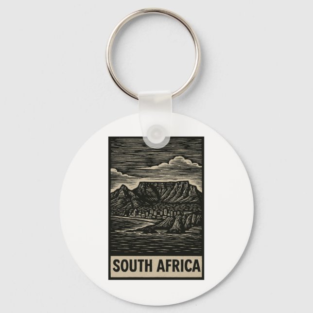Porte-clés Style de linogravure sud-africain (Recto)