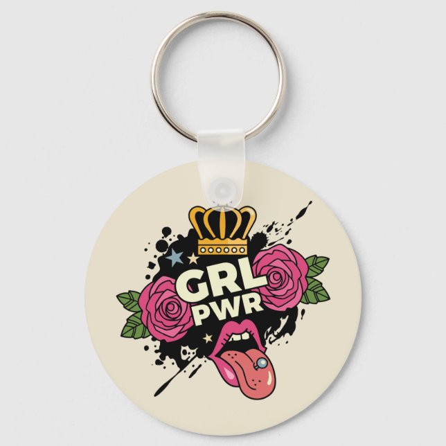 Porte-clés Style de tatouage Girl Power (Recto)
