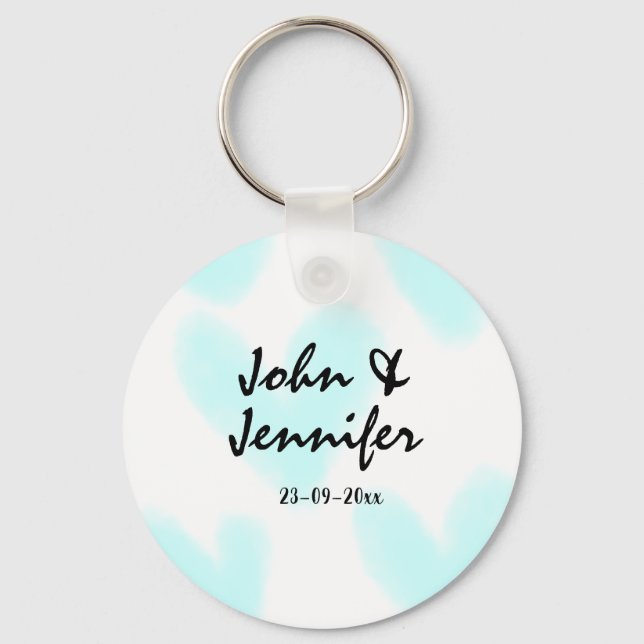 Porte-clés style de texte minimal simple blanc mariage cœur b (Recto)