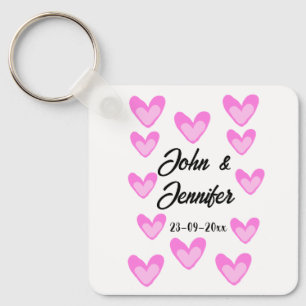 Porte-clés style de texte simple et blanc mariage