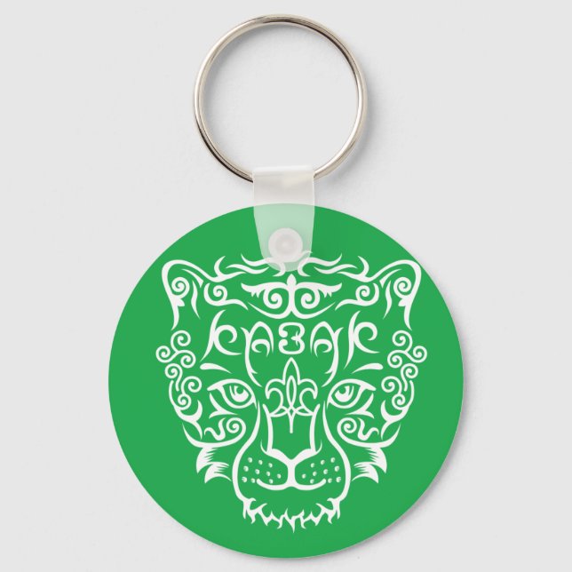 Porte-clés Style kazakh avec motif léopard des neiges (Recto)