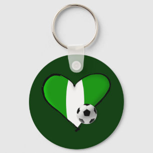 Porte-clés Style nigérien d'amour du football - coeur de