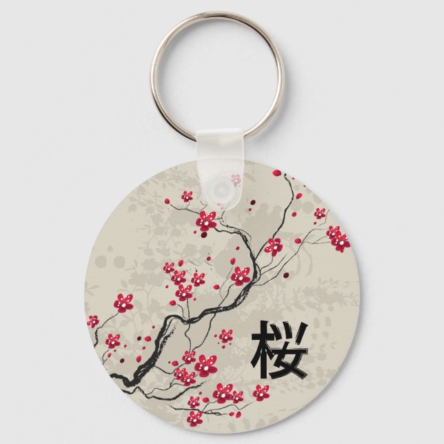 Porte-clés Style oriental Sakura Cherry Blossom Art (Recto)