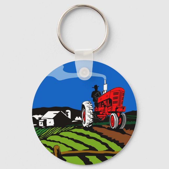 Porte-clés Style rétro du tracteur vintage (Recto)