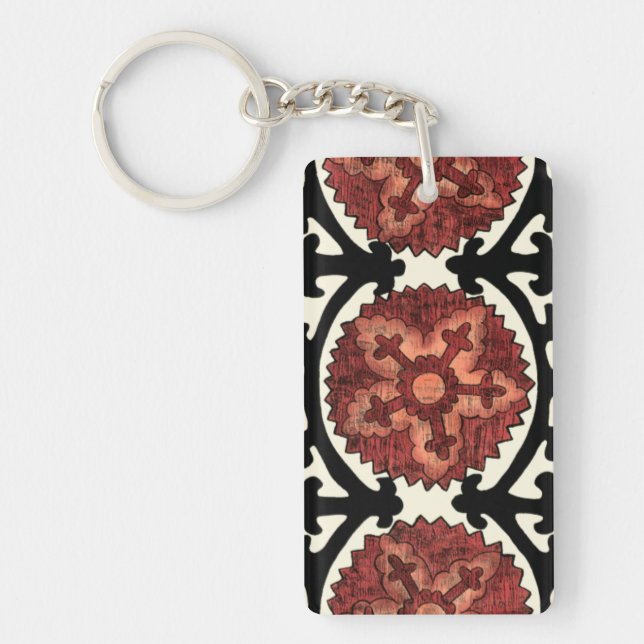 Porte-clés Style Suzani Motif Floral Décoratif (Devant)