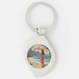Porte-clés Style vintage Hawaiian Travel Honolulu Mid-Pacific