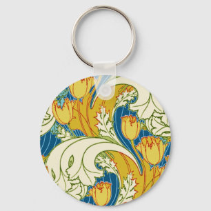 Porte-clés Style William Morris Tulle Floral Teinte Sarcelle 