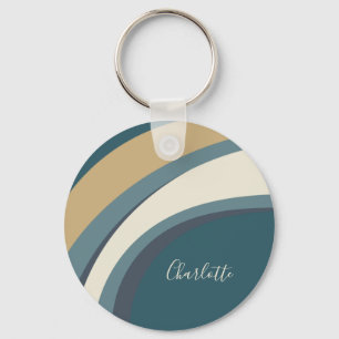 Porte-clés Stylish Abstract Marble Art in Teal Personalized