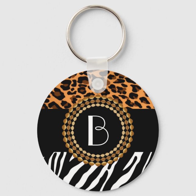 Porte-clés Stylish Animal Prints Zebra et Leopard Patterns (Recto)