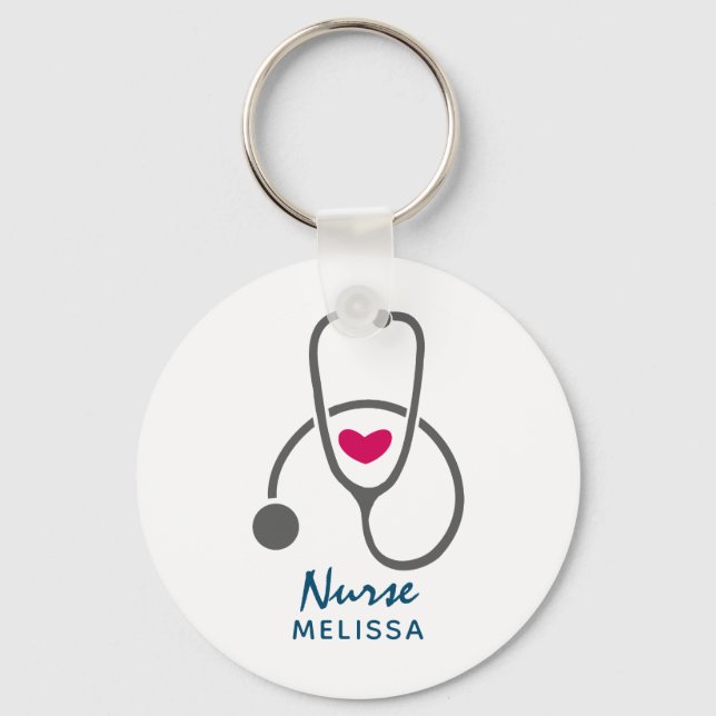 Porte-clés Stylish Grey Nursing Stethoscope Illustration (Recto)