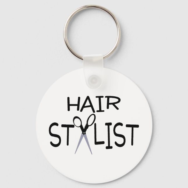 Porte-clés Styliste cheveux avec ciseaux (Recto)