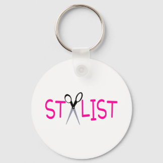 Porte-clés Styliste rose avec ciseaux