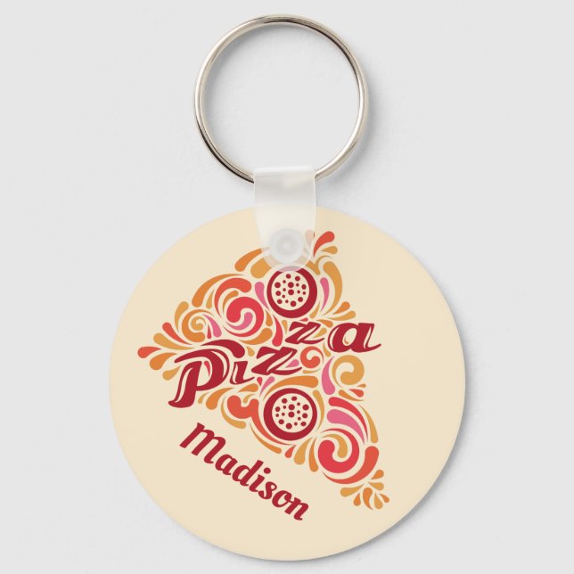 Porte-clés Stylized Pizza custom name key chains (Recto)