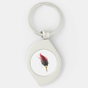 Porte-clés Stylo rouge en plumes avec nib or