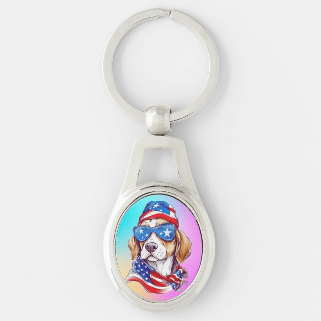 Porte-clés Sublimation de chien du 4 juillet-66361 (Devant)