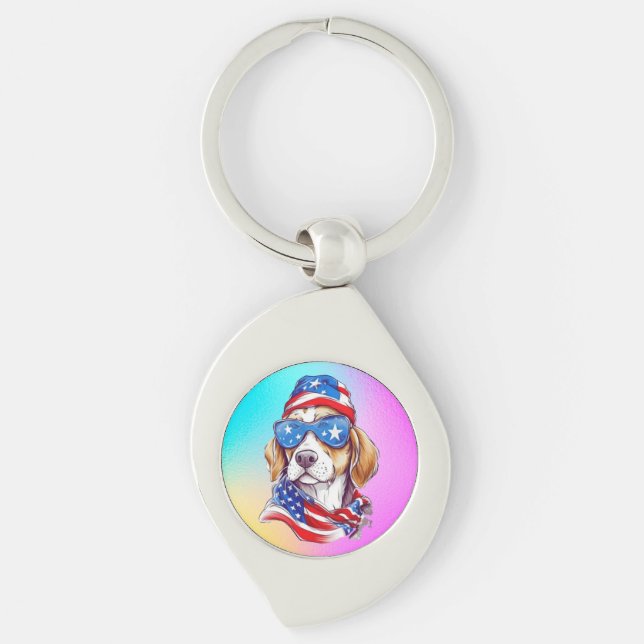 Porte-clés Sublimation de chien du 4 juillet-66361 (Devant)