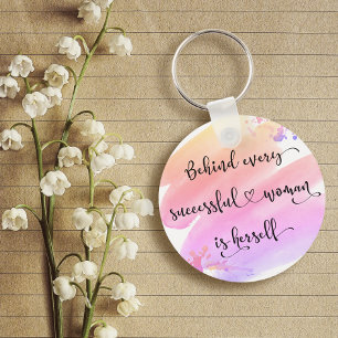 Porte-clés Successful Woman Pink Watercolor Chic Typography