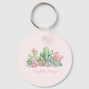 Porte-clés Succulentes chic aquarelle