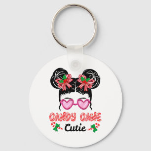 Porte-clés Sucre de canne de Noël Cutie Messy Bun Girls Kids 