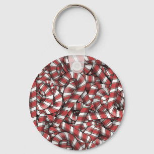 Porte-clés Sucres de canne Abstraits à rayures rouges tordues
