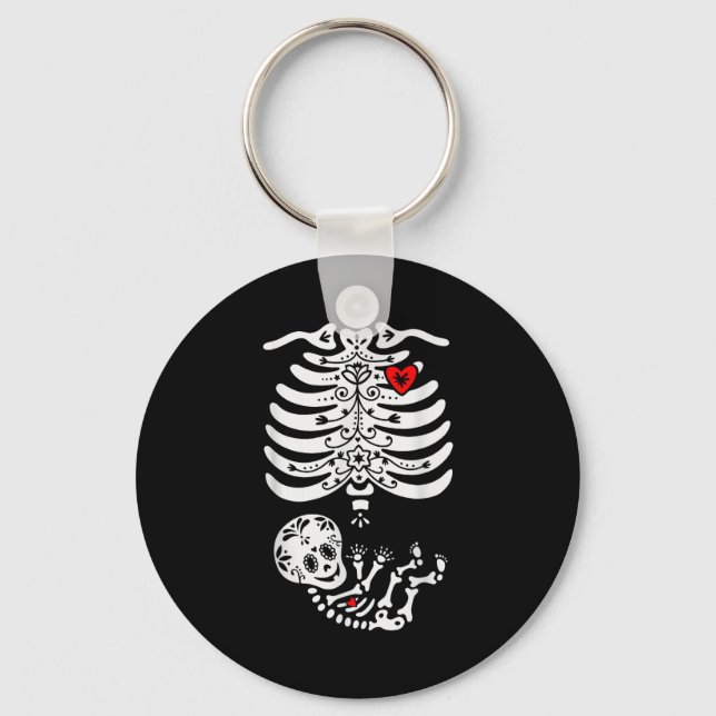 Porte-clés Sugar Skull Skeleton Halloween Pregnancy Annouceme (Recto)