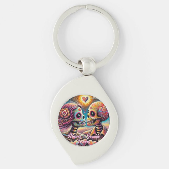 Porte-clés Sugar Skulls in Love Chalk Pastel Personalized (Devant)