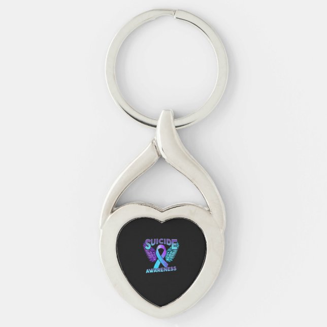 Porte-clés Suicide Awareness Wings And Ribbon Suicide Prevent (Devant)