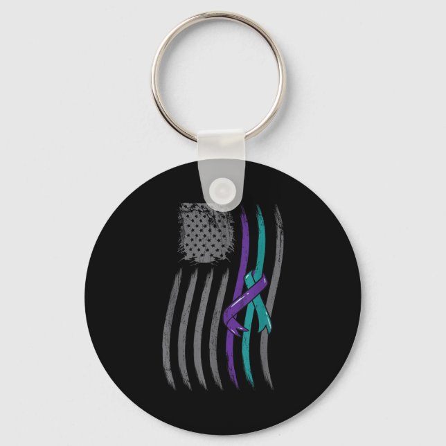Porte-clés Suicide Prevention American Flag Purple Awareness  (Recto)
