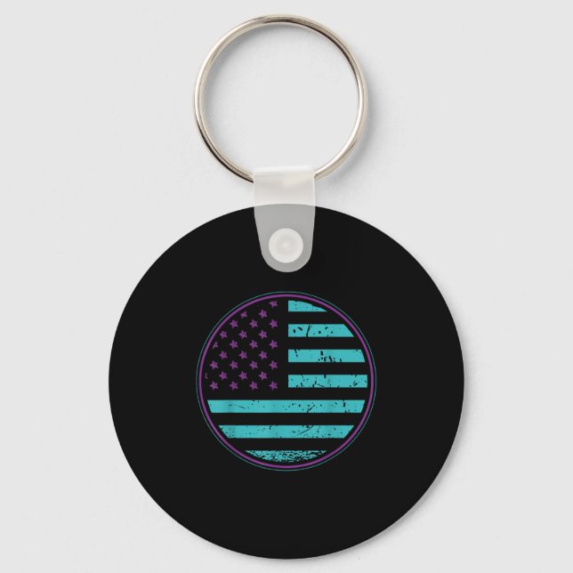 Porte-clés Suicide Prevention American Flag Wear Teal Purple  (Recto)