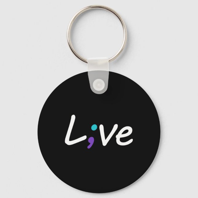 Porte-clés Suicide Prevention Awareness Live Love Semicolon (Recto)