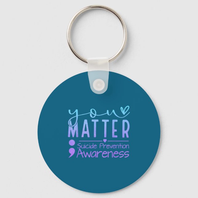 Porte-clés Suicide Prevention Awareness Semicolon Teal &amp;  (Recto)