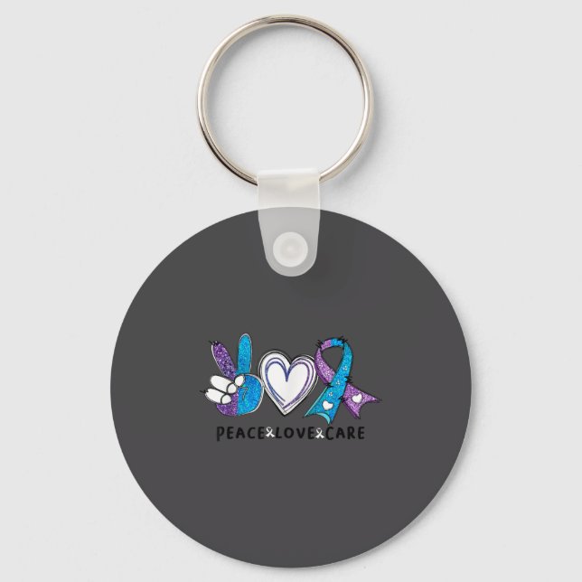Porte-clés Suicide Prevention Awareness Teal &amp; Purple Rib (Recto)