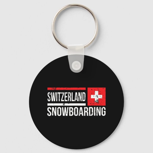 Porte-clés Suisse Snowboard Swiss Drapeau Course Halpipe (Recto)